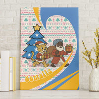 Somalia Christmas Canvas Wall Art with Santa Cheetah Christmas Tree Village Scene and Festive Snowflake - Wonder Print Shop