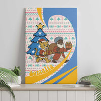 Somalia Christmas Canvas Wall Art with Santa Cheetah Christmas Tree Village Scene and Festive Snowflake - Wonder Print Shop