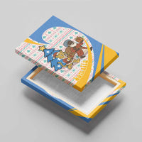 Somalia Christmas Canvas Wall Art with Santa Cheetah Christmas Tree Village Scene and Festive Snowflake - Wonder Print Shop