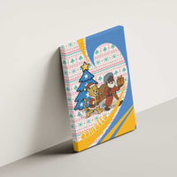 Somalia Christmas Canvas Wall Art with Santa Cheetah Christmas Tree Village Scene and Festive Snowflake - Wonder Print Shop