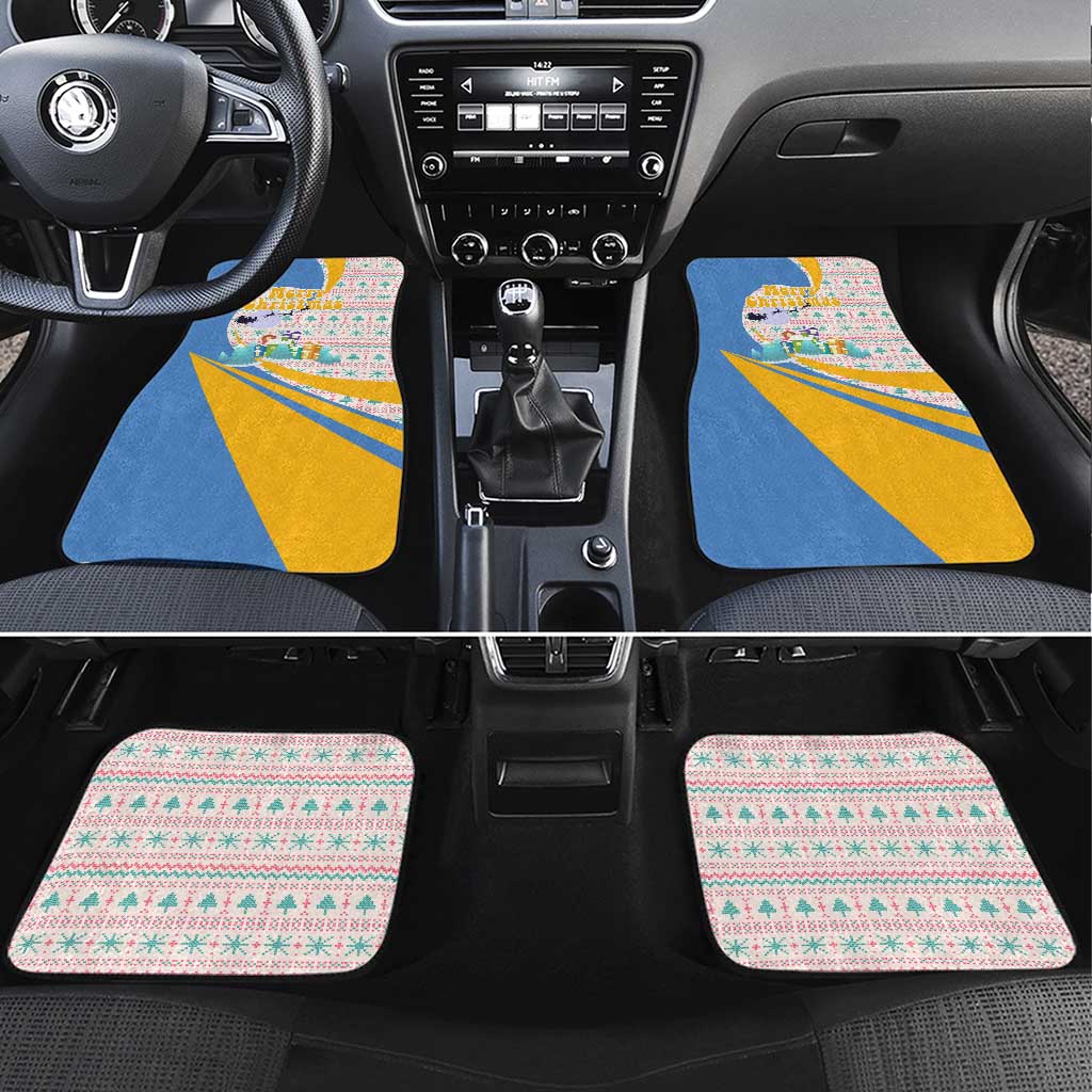 Somalia Christmas Car Mats with Santa Cheetah Christmas Tree Village Scene and Festive Snowflake - Wonder Print Shop