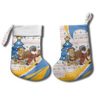 Somalia Christmas Stocking with Santa Cheetah Christmas Tree Village Scene and Festive Snowflake - Wonder Print Shop