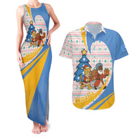 Somalia Christmas Couples Matching Tank Maxi Dress and Hawaiian Shirt with Santa Cheetah Christmas Tree Village Scene and Festive Snowflake - Wonder Print Shop