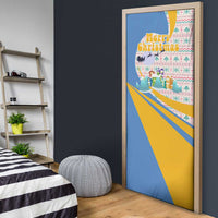 Somalia Christmas Door Cover with Santa Cheetah Christmas Tree Village Scene and Festive Snowflake - Wonder Print Shop