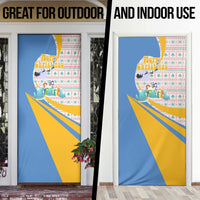 Somalia Christmas Door Cover with Santa Cheetah Christmas Tree Village Scene and Festive Snowflake - Wonder Print Shop