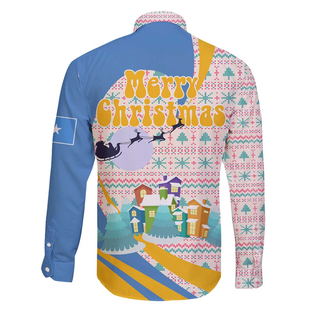 Somalia Christmas Family Matching Mermaid Dress and Hawaiian Shirt with Santa Cheetah Christmas Tree Village Scene and Festive Snowflake - Wonder Print Shop