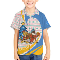 Somalia Christmas Family Matching Off The Shoulder Long Sleeve Dress and Hawaiian Shirt with Santa Cheetah Christmas Tree Village Scene and Festive Snowflake - Wonder Print Shop