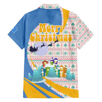 Somalia Christmas Family Matching Off Shoulder Short Dress and Hawaiian Shirt with Santa Cheetah Christmas Tree Village Scene and Festive Snowflake - Wonder Print Shop