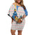 Somalia Christmas Family Matching Off Shoulder Short Dress and Hawaiian Shirt with Santa Cheetah Christmas Tree Village Scene and Festive Snowflake - Wonder Print Shop