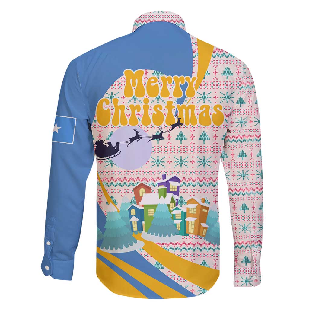 Somalia Christmas Family Matching Short Sleeve Bodycon Dress and Hawaiian Shirt with Santa Cheetah Christmas Tree Village Scene and Festive Snowflake - Wonder Print Shop