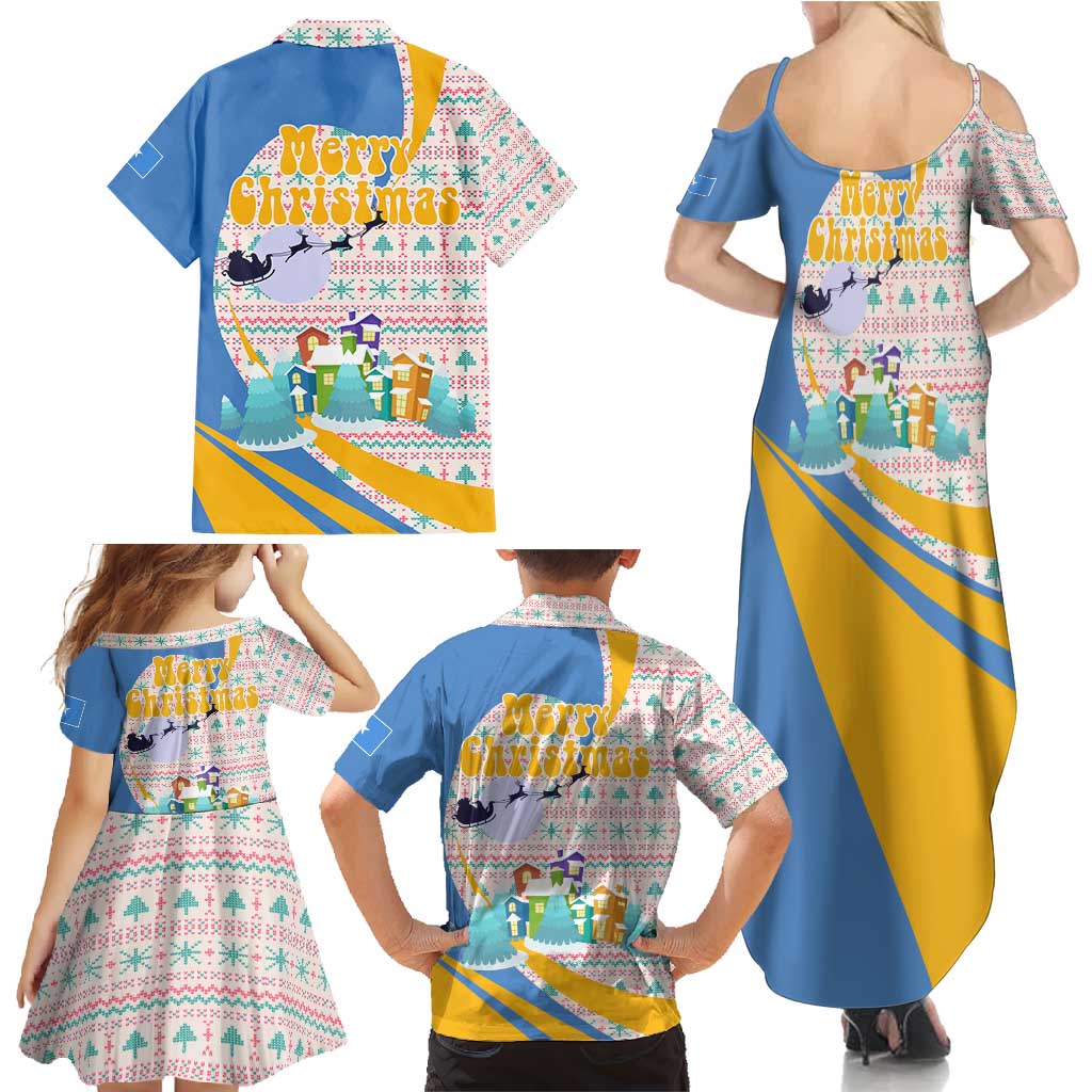 Somalia Christmas Family Matching Summer Maxi Dress and Hawaiian Shirt with Santa Cheetah Christmas Tree Village Scene and Festive Snowflake - Wonder Print Shop