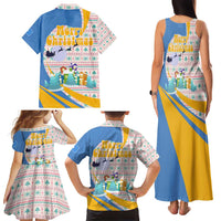 Somalia Christmas Family Matching Tank Maxi Dress and Hawaiian Shirt with Santa Cheetah Christmas Tree Village Scene and Festive Snowflake - Wonder Print Shop