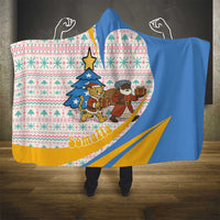 Somalia Christmas Hooded Blanket with Santa Cheetah Christmas Tree Village Scene and Festive Snowflake - Wonder Print Shop