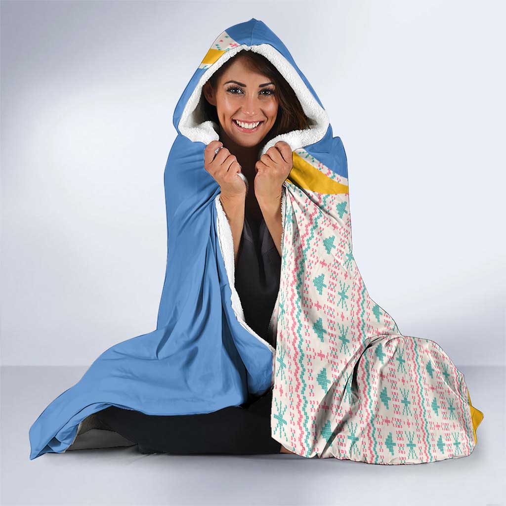 Somalia Christmas Hooded Blanket with Santa Cheetah Christmas Tree Village Scene and Festive Snowflake - Wonder Print Shop