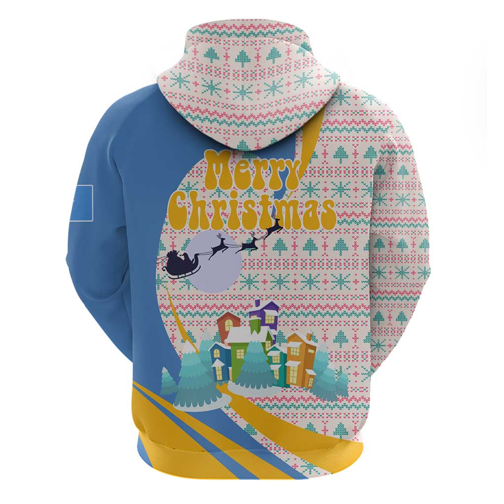 Somalia Christmas Hoodie with Santa Cheetah Christmas Tree Village Scene and Festive Snowflake - Wonder Print Shop