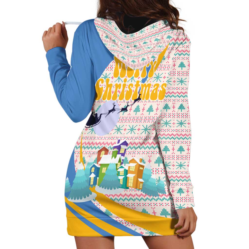 Somalia Christmas Hoodie Dress with Santa Cheetah Christmas Tree Village Scene and Festive Snowflake - Wonder Print Shop