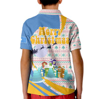 Somalia Christmas Kid Polo Shirt with Santa Cheetah Christmas Tree Village Scene and Festive Snowflake - Wonder Print Shop