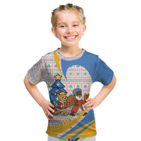 Somalia Christmas Kid T Shirt with Santa Cheetah Christmas Tree Village Scene and Festive Snowflake - Wonder Print Shop