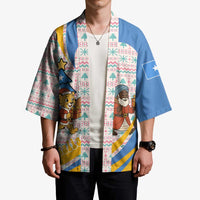 Somalia Christmas Kimono with Santa Cheetah Christmas Tree Village Scene and Festive Snowflake - Wonder Print Shop
