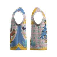 Somalia Christmas Knitted V-Neck Vest with Santa Cheetah Christmas Tree Village Scene and Festive Snowflake - Wonder Print Shop