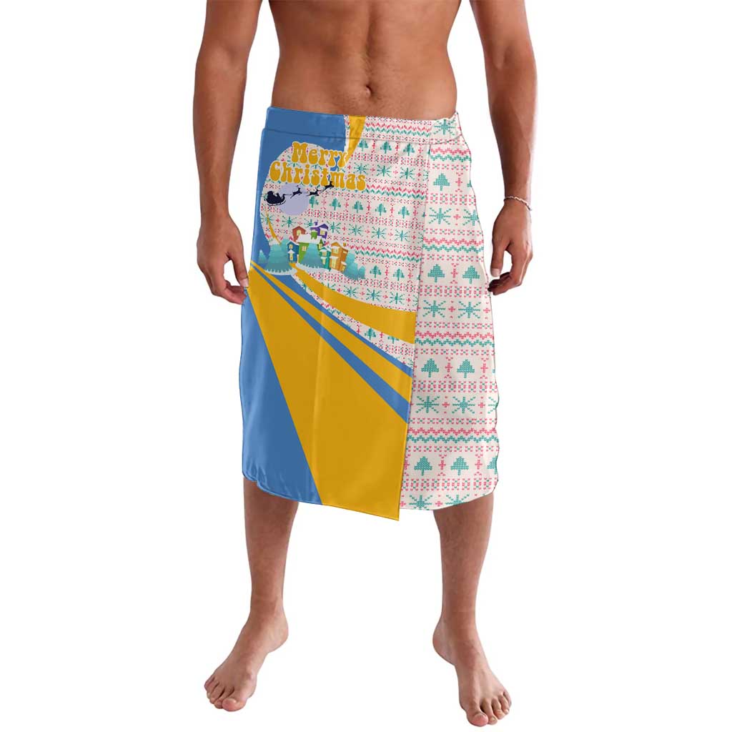 Somalia Christmas Lavalava with Santa Cheetah Christmas Tree Village Scene and Festive Snowflake - Wonder Print Shop