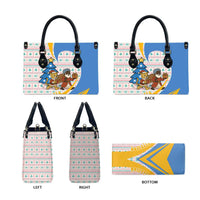 Somalia Christmas Leather Bag with Santa Cheetah Christmas Tree Village Scene and Festive Snowflake - Wonder Print Shop