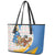 Somalia Christmas Leather Tote Bag with Santa Cheetah Christmas Tree Village Scene and Festive Snowflake - Wonder Print Shop