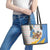 Somalia Christmas Leather Tote Bag with Santa Cheetah Christmas Tree Village Scene and Festive Snowflake - Wonder Print Shop