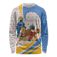 Somalia Christmas Long Sleeve Shirt with Santa Cheetah Christmas Tree Village Scene and Festive Snowflake - Wonder Print Shop