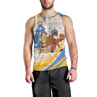 Somalia Christmas Men Tank Top with Santa Cheetah Christmas Tree Village Scene and Festive Snowflake - Wonder Print Shop