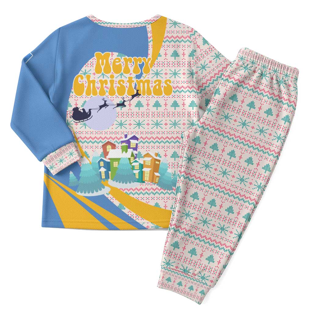 Somalia Christmas Pajama Set with Santa Cheetah Christmas Tree Village Scene and Festive Snowflake - Wonder Print Shop