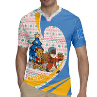 Somalia Christmas Rugby Jersey with Santa Cheetah Christmas Tree Village Scene and Festive Snowflake - Wonder Print Shop
