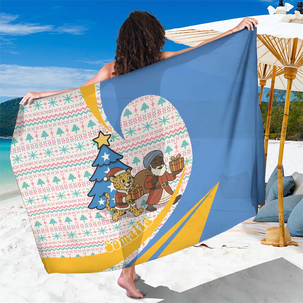 Somalia Christmas Sarong with Santa Cheetah Christmas Tree Village Scene and Festive Snowflake - Wonder Print Shop