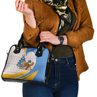 Somalia Christmas Shoulder Handbag with Santa Cheetah Christmas Tree Village Scene and Festive Snowflake - Wonder Print Shop