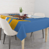 Somalia Christmas Tablecloth with Santa Cheetah Christmas Tree Village Scene and Festive Snowflake - Wonder Print Shop