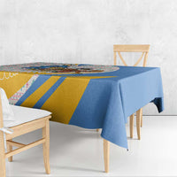 Somalia Christmas Tablecloth with Santa Cheetah Christmas Tree Village Scene and Festive Snowflake - Wonder Print Shop