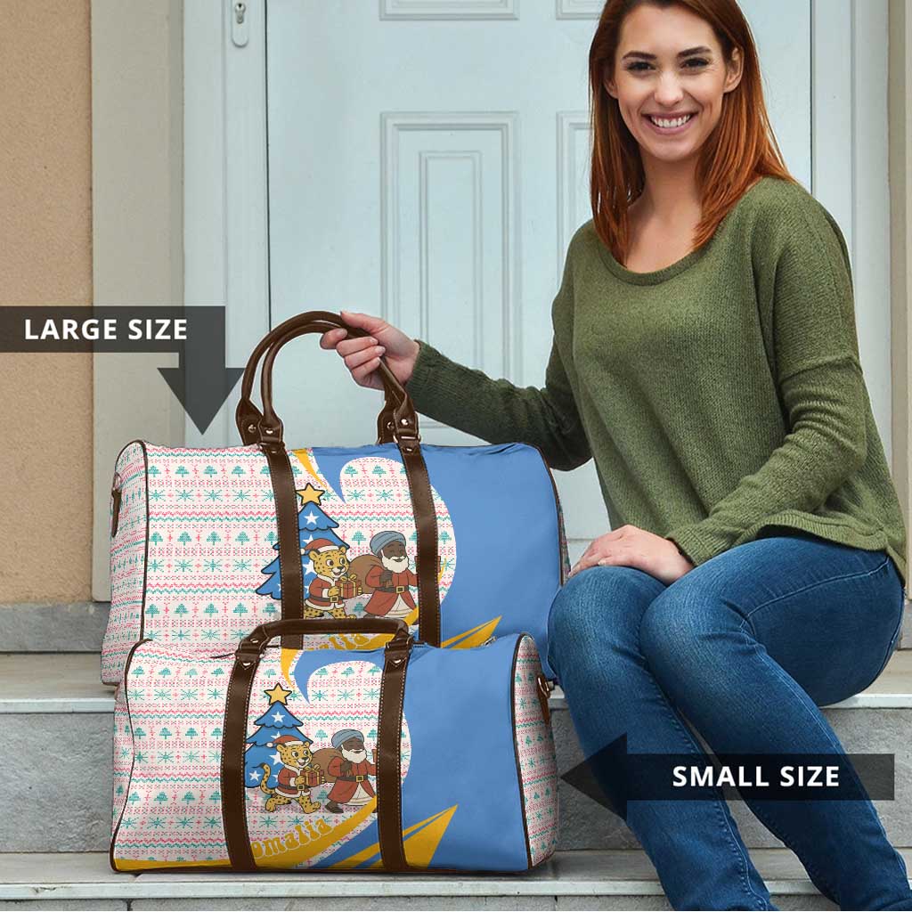 Somalia Christmas Travel Bag with Santa Cheetah Christmas Tree Village Scene and Festive Snowflake - Wonder Print Shop