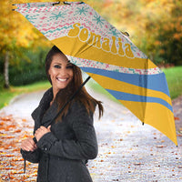 Somalia Christmas Umbrella with Santa Cheetah Christmas Tree Village Scene and Festive Snowflake - Wonder Print Shop