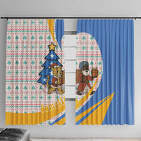 Somalia Christmas Window Curtain with Santa Cheetah Christmas Tree Village Scene and Festive Snowflake - Wonder Print Shop