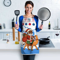 Somalia Christmas Apron with Santa on Camel Christmas Tree Ornaments Candy Canes and Snowflake - Wonder Print Shop