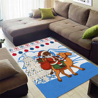 Somalia Christmas Area Rug with Santa on Camel Christmas Tree Ornaments Candy Canes and Snowflake - Wonder Print Shop