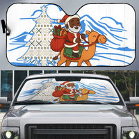 Somalia Christmas Auto Sun Shade with Santa on Camel Christmas Tree Ornaments Candy Canes and Snowflake - Wonder Print Shop