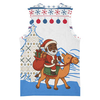 Somalia Christmas Basketball Jersey with Santa on Camel Christmas Tree Ornaments Candy Canes and Snowflake - Wonder Print Shop