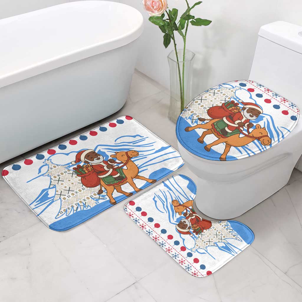 Somalia Christmas Bathroom Set with Santa on Camel Christmas Tree Ornaments Candy Canes and Snowflake - Wonder Print Shop