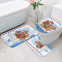 Somalia Christmas Bathroom Set with Santa on Camel Christmas Tree Ornaments Candy Canes and Snowflake - Wonder Print Shop