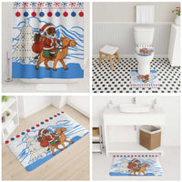 Somalia Christmas Bathroom Set with Santa on Camel Christmas Tree Ornaments Candy Canes and Snowflake - Wonder Print Shop