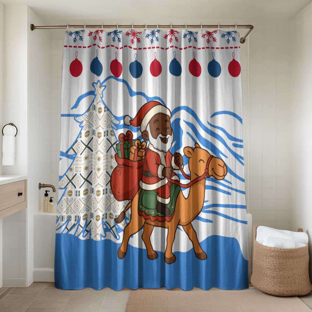Somalia Christmas Bathroom Set with Santa on Camel Christmas Tree Ornaments Candy Canes and Snowflake - Wonder Print Shop