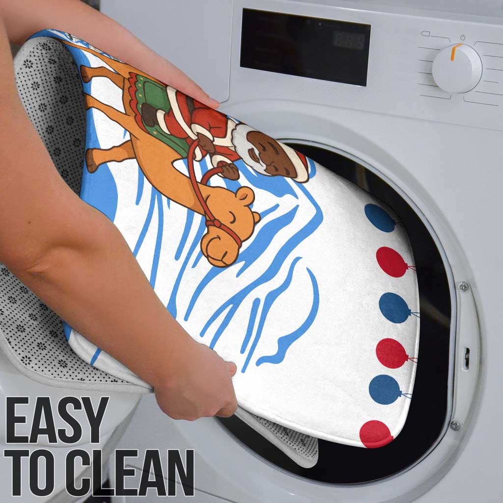 Somalia Christmas Bathroom Set with Santa on Camel Christmas Tree Ornaments Candy Canes and Snowflake - Wonder Print Shop