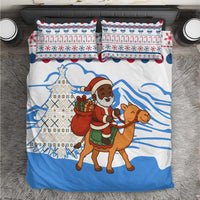 Somalia Christmas Bedding Set with Santa on Camel Christmas Tree Ornaments Candy Canes and Snowflake - Wonder Print Shop