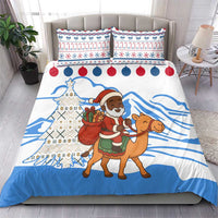 Somalia Christmas Bedding Set with Santa on Camel Christmas Tree Ornaments Candy Canes and Snowflake - Wonder Print Shop